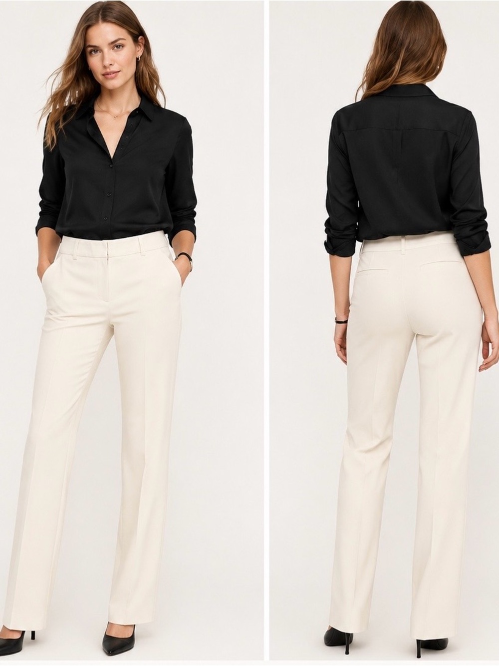 Victoria's Secret Cream Straight-Leg Dress Pants